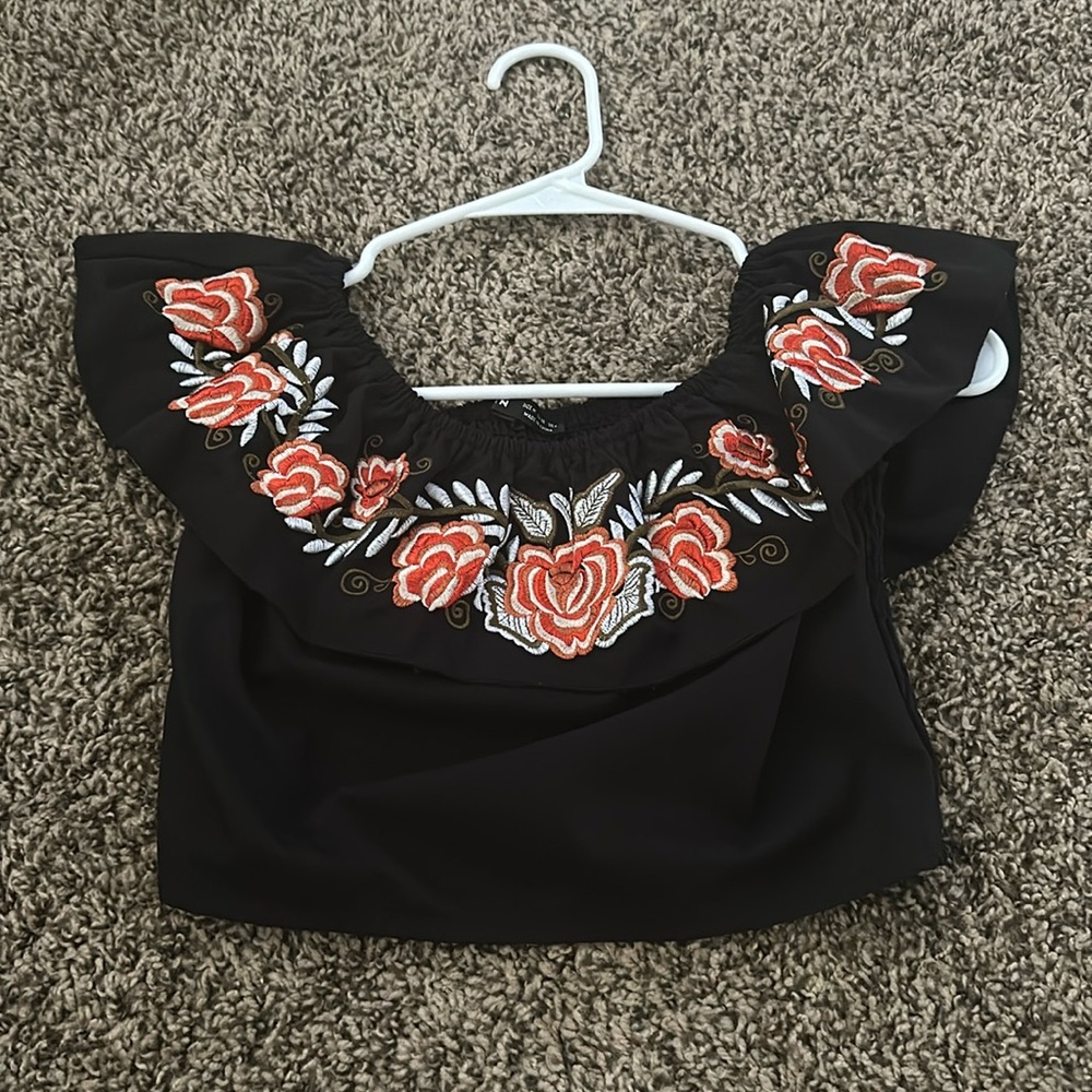 Black size M with orange and yellow flowers